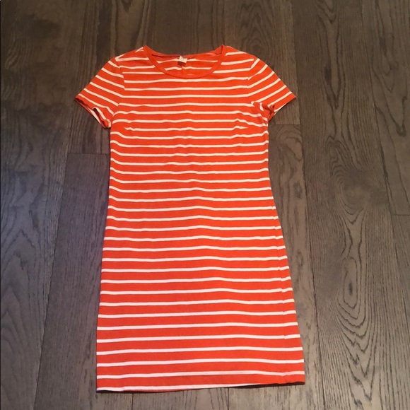 Orange and white striped Tshirt dress - Picture 1 of 3
